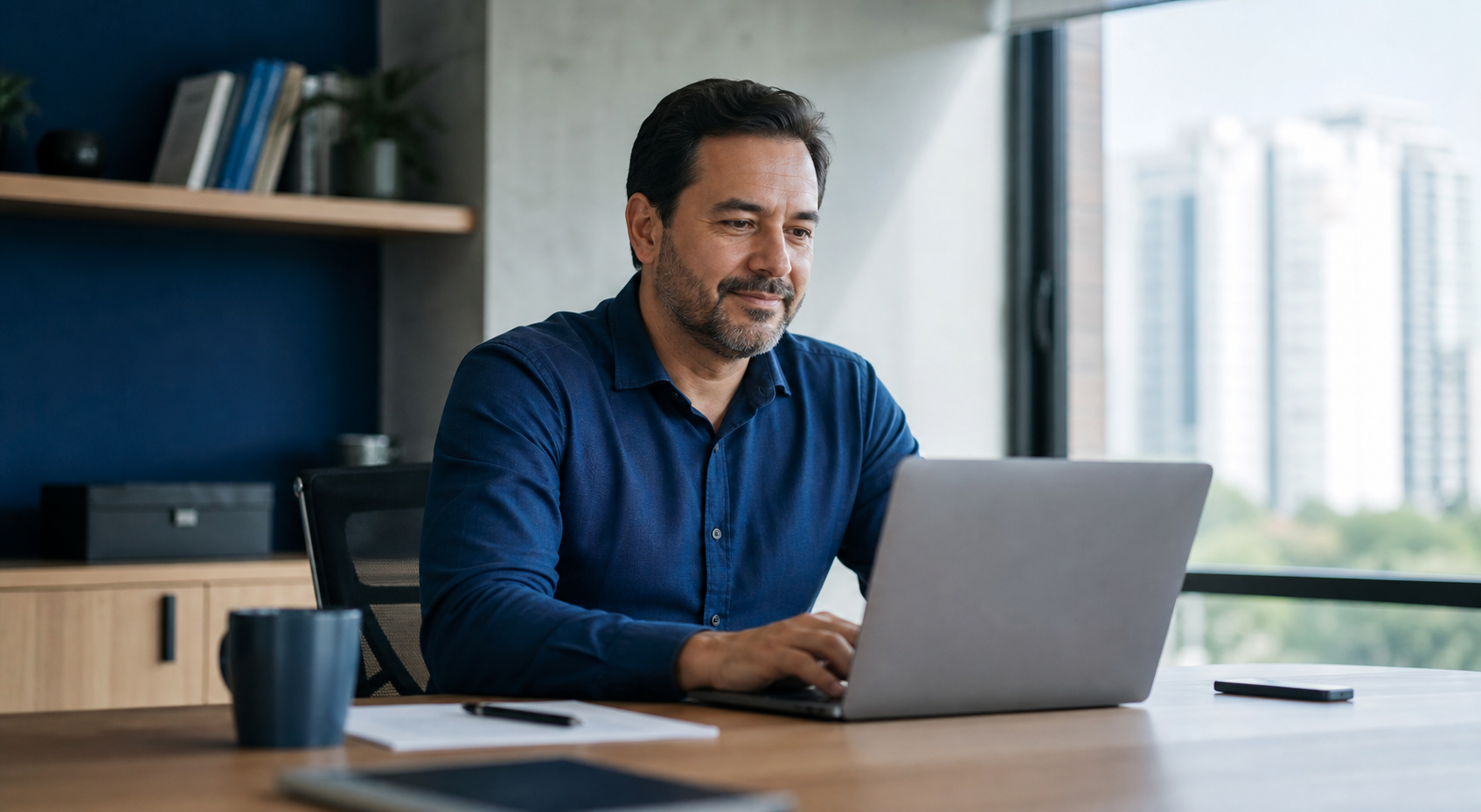 Profissional satisfeito com a gestão do plano de saúde corporativo da equipe