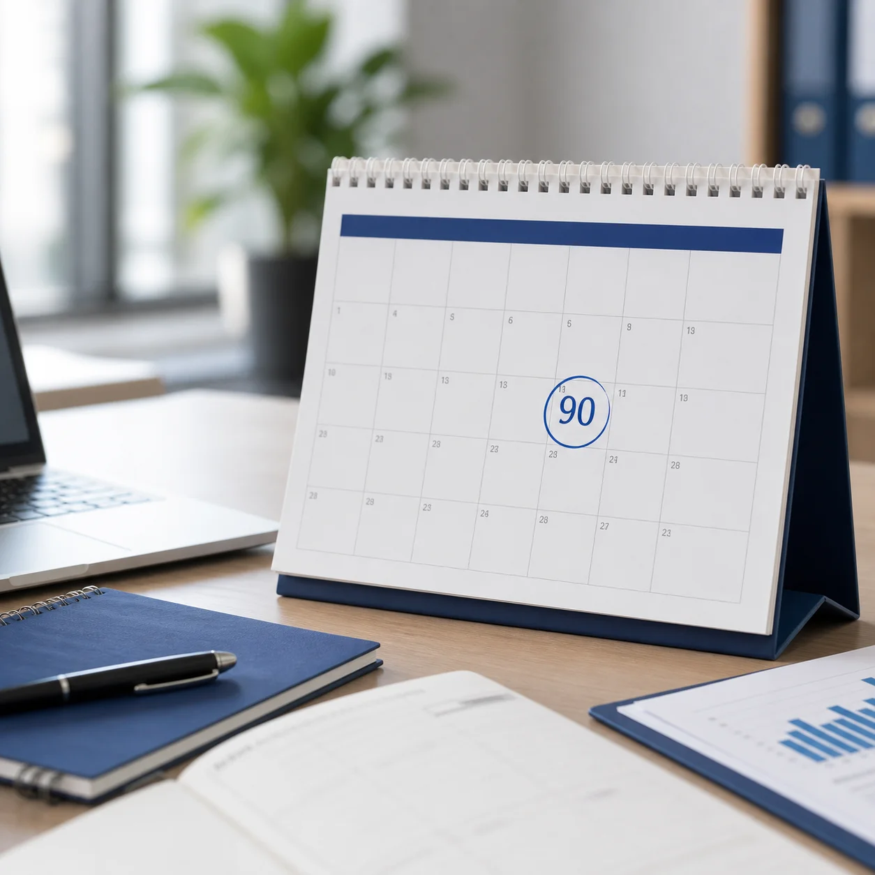Calendário com contagem regressiva de 90 dias para renovação do plano de saúde